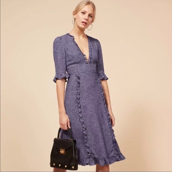 Reformation Dresses & Skirts - NWT Reformation Suri Violet Floral ¾ Sleeve A-Line Midi Length Dress MSPR $248